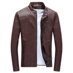 Wordless Autumn Winter Mens Zipper PU Leather Jacket Casual Motorcycle Leather Jacket Men Leisure Clothing Slim Leather Jacket